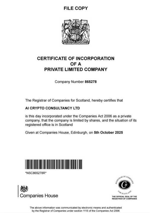 Certificate of Fact of Good Standing